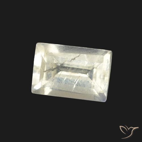 Pietra di luna arcobaleno Bianco bluastro naturale da 0.59 ct, Taglio a baguette, Trasparente