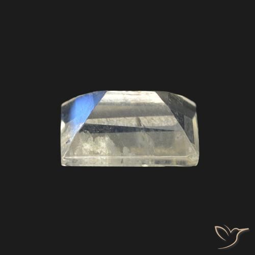 Pietra di luna arcobaleno Bianco bluastro naturale da 0.59 ct, Taglio a baguette, Trasparente