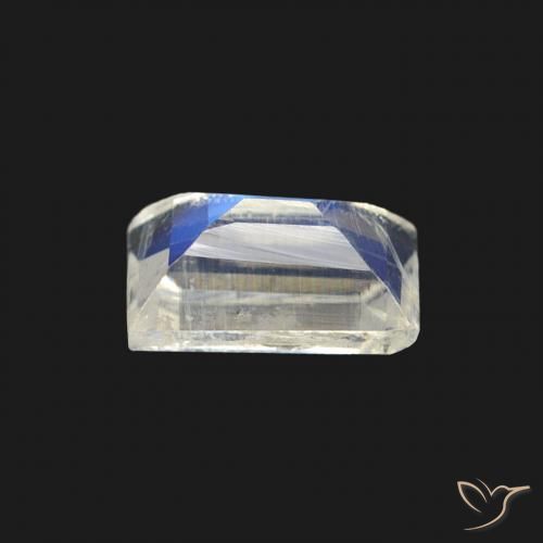 Pietra di luna arcobaleno Bianco bluastro naturale da 0.51 ct, Taglio a baguette, Trasparente