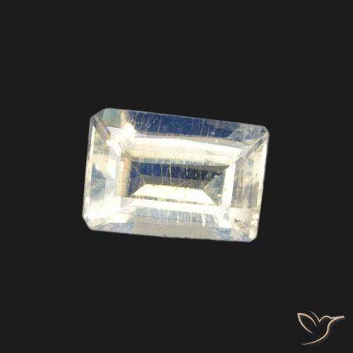 Pietra di luna arcobaleno Bianco bluastro naturale da 0.45 ct, Taglio a baguette, Trasparente