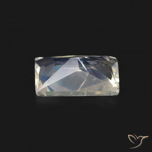 Pietra di luna arcobaleno Bianco bluastro naturale da 0.46 ct, Taglio a baguette, Trasparente