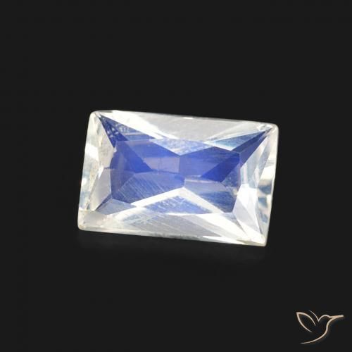 Pietra di luna arcobaleno Bianco bluastro naturale da 0.43 ct, Taglio a baguette, Trasparente