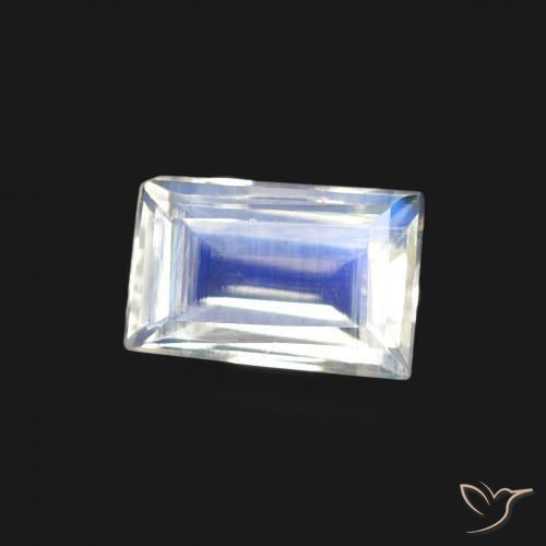 Pietra di luna arcobaleno Bianco bluastro naturale da 0.47 ct, Taglio a baguette, Trasparente
