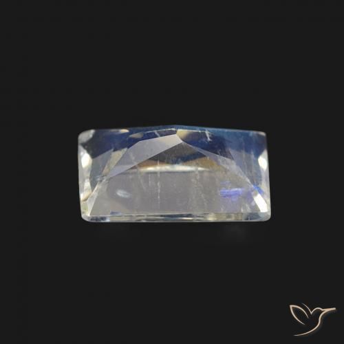 Pietra di luna arcobaleno Bianco bluastro naturale da 0.46 ct, Taglio a baguette, Trasparente