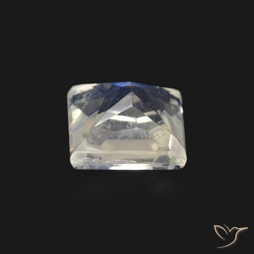 Pietra di luna arcobaleno Bianco bluastro naturale da 0.55 ct, Quadrato, Trasparente
