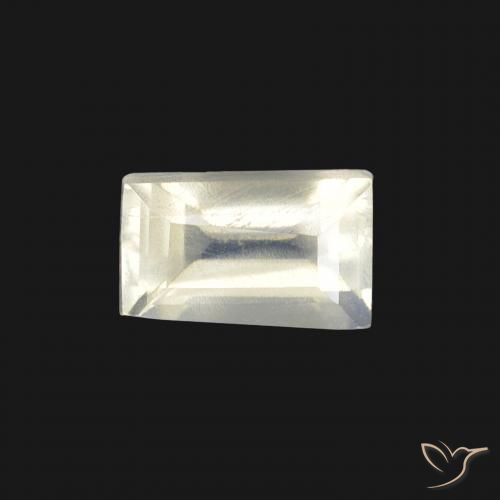 0.53ct Naturale Bianco bluastro Pietra di luna arcobaleno, Taglio a baguette, Trasparente