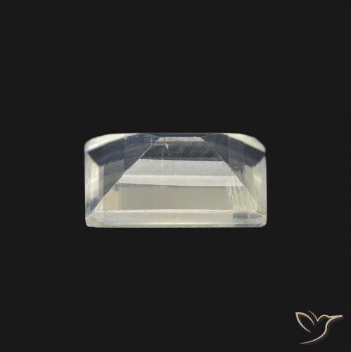 Pietra di luna arcobaleno Bianco bluastro naturale da 0.72 ct, Taglio a baguette, Trasparente