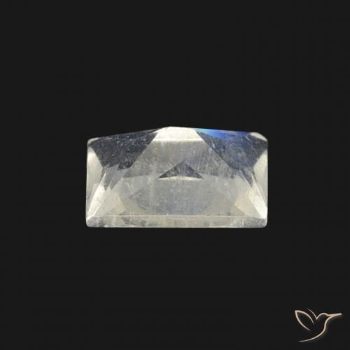 Pietra di luna arcobaleno Bianco bluastro naturale da 0.54 ct, Taglio a baguette, Trasparente