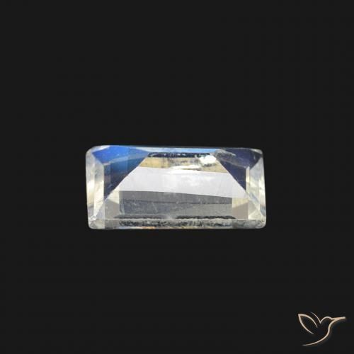 Pietra di luna arcobaleno Bianco bluastro naturale da 0.34 ct, Taglio a baguette, Trasparente