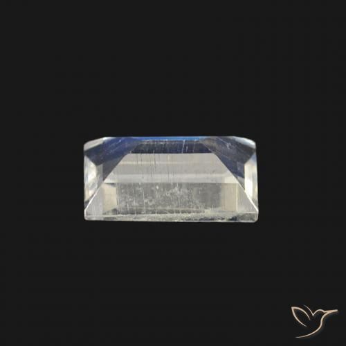 Pietra di luna arcobaleno Bianco bluastro naturale da 0.44 ct, Taglio a baguette, Trasparente