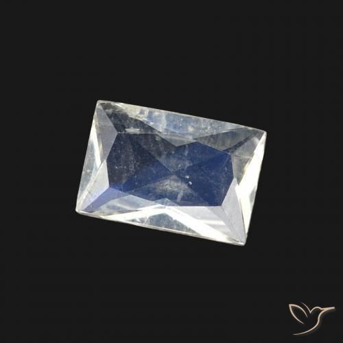 Pietra di luna arcobaleno Bianco bluastro naturale da 0.40 ct, Taglio a baguette, Trasparente