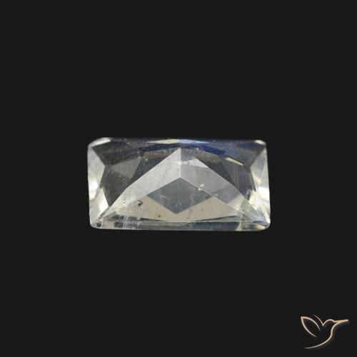 Pietra di luna arcobaleno Bianco bluastro naturale da 0.40 ct, Taglio a baguette, Trasparente