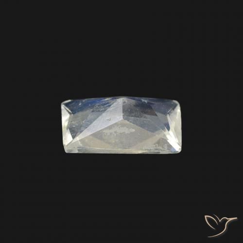 Pietra di luna arcobaleno Bianco bluastro naturale da 0.37 ct, Taglio a baguette, Trasparente