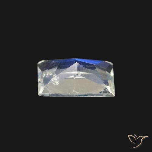 Pietra di luna arcobaleno Bianco bluastro naturale da 0.45 ct, Taglio a baguette, Trasparente
