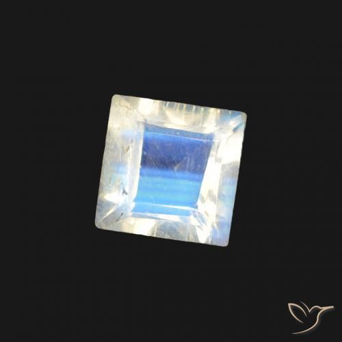 Pietra di luna arcobaleno Bianco bluastro naturale da 0.26 ct, Quadrato, Trasparente