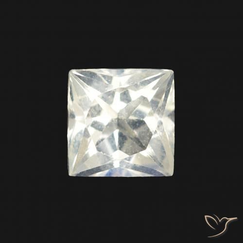0.36ct Naturale Bianco bluastro Pietra di luna arcobaleno, Quadrato, Trasparente