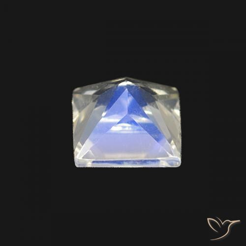 Pietra di luna arcobaleno Bianco bluastro naturale da 0.36 ct, Quadrato, Trasparente
