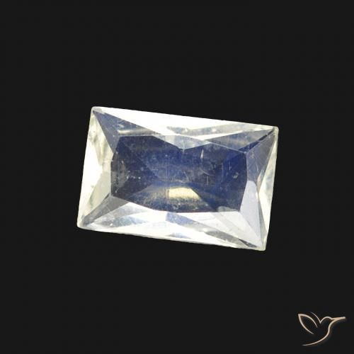 Pietra di luna arcobaleno Bianco bluastro naturale da 0.43 ct, Taglio a baguette, Trasparente