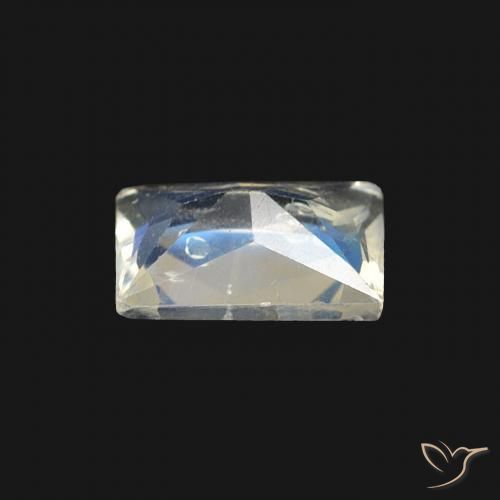 Pietra di luna arcobaleno Bianco bluastro naturale da 0.43 ct, Taglio a baguette, Trasparente