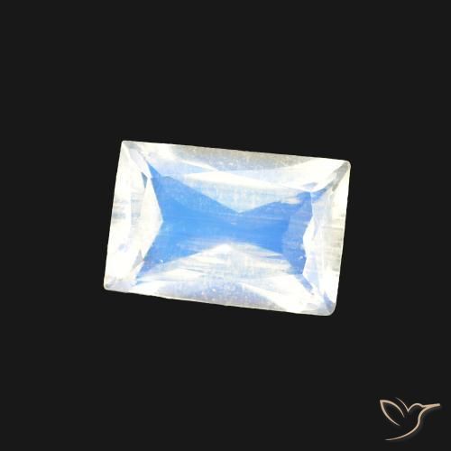 Pietra di luna arcobaleno Bianco bluastro naturale da 0.45 ct, Taglio a baguette, Trasparente