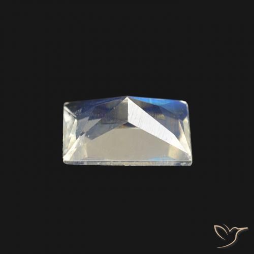 Pietra di luna arcobaleno Bianco bluastro naturale da 0.40 ct, Taglio a baguette, Trasparente