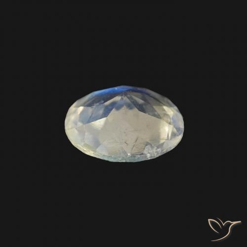 Pietra di luna arcobaleno Bianco bluastro naturale da 0.40 ct, Taglio rotondo, Trasparente
