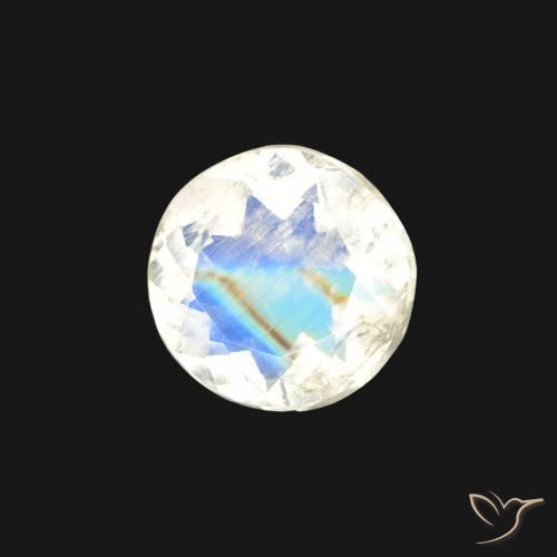 Pietra di luna arcobaleno Bianco bluastro naturale da 0.46 ct, Rotondo, Trasparente