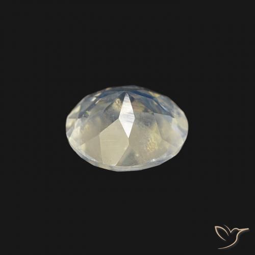 Pietra di luna arcobaleno Bianco bluastro naturale da 0.46 ct, Rotondo, Trasparente