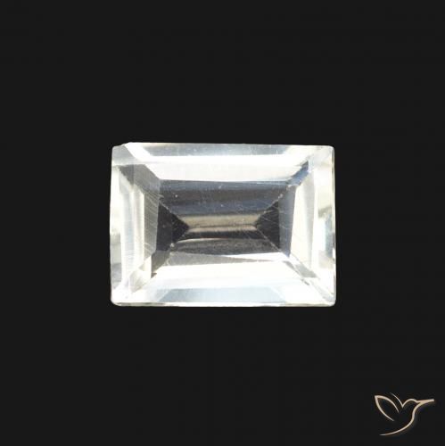 0.75ct Naturale Bianco bluastro Pietra di luna arcobaleno, Taglio a baguette, Trasparente