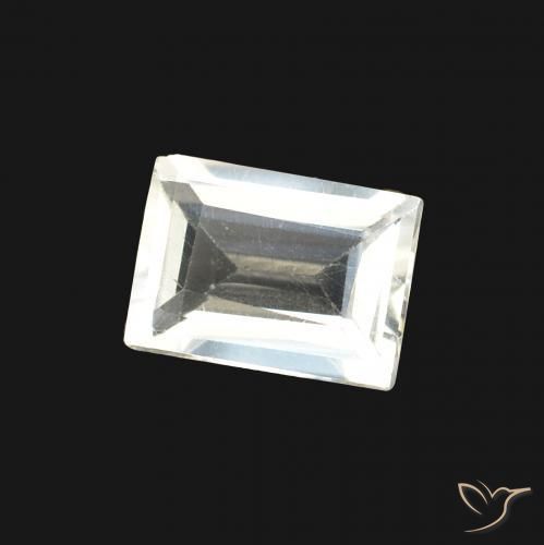 Pietra di luna arcobaleno Bianco bluastro naturale da 0.75 ct, Taglio a baguette, Trasparente