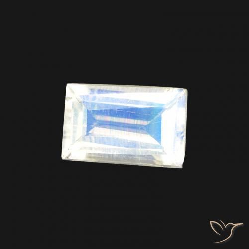 Pietra di luna arcobaleno Bianco bluastro naturale da 0.41 ct, Taglio a baguette, Trasparente