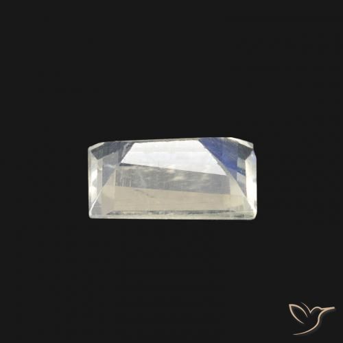 Pietra di luna arcobaleno Bianco bluastro naturale da 0.41 ct, Taglio a baguette, Trasparente