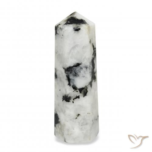 40.21ct Naturale bianco con nero Pietra di luna arcobaleno, Taglio a fantasia, Opaco