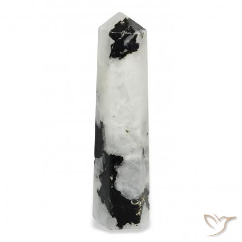 33.97ct Naturale bianco con nero Pietra di luna arcobaleno, Taglio a fantasia, Opaco
