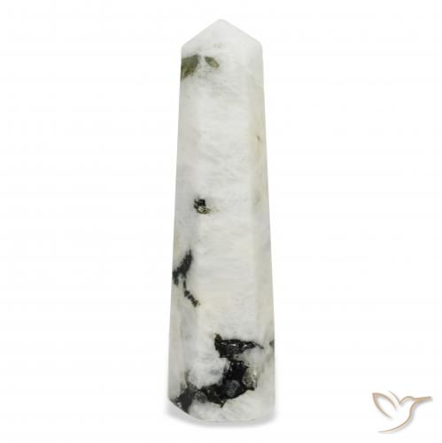 43.58ct Naturale bianco con nero Pietra di luna arcobaleno, Taglio a fantasia, Opaco