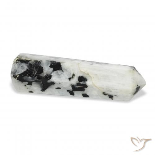 Pietra di luna arcobaleno bianco con nero naturale da 43.34 ct, Taglio a fantasia, Opaco
