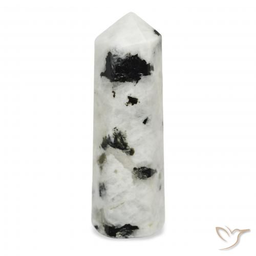 46.28ct Naturale bianco con nero Pietra di luna arcobaleno, Taglio a fantasia, Opaco