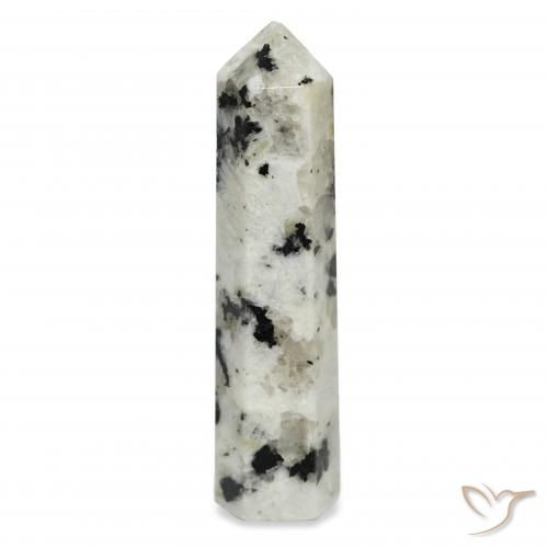 45.95ct Naturale bianco con nero Pietra di luna arcobaleno, Taglio a fantasia, Opaco