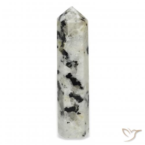 39.66ct Naturale bianco con nero Pietra di luna arcobaleno, Taglio a fantasia, Opaco
