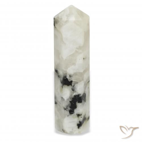 51.57ct Naturale bianco con nero Pietra di luna arcobaleno, Taglio a fantasia, Opaco