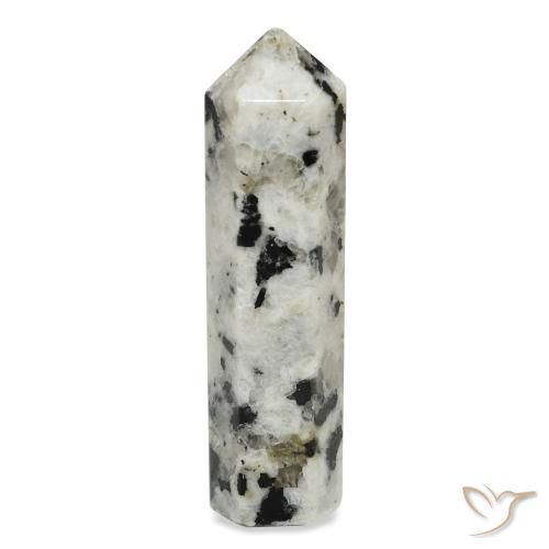 47.54ct Naturale bianco con nero Pietra di luna arcobaleno, Taglio a fantasia, Opaco
