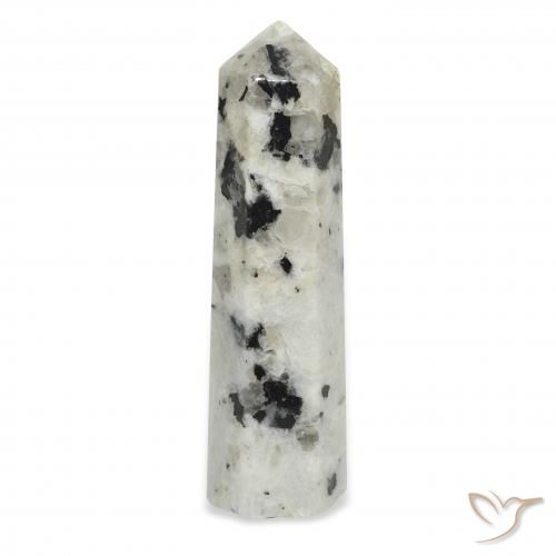 37.89ct Naturale bianco con nero Pietra di luna arcobaleno, Taglio a fantasia, Opaco