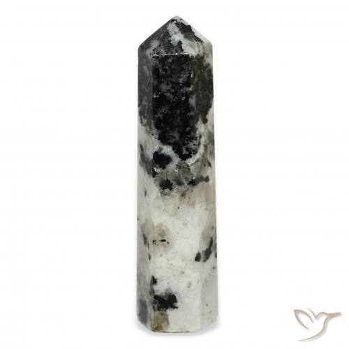 38.85ct Naturale bianco con nero Pietra di luna arcobaleno, Taglio a fantasia, Opaco
