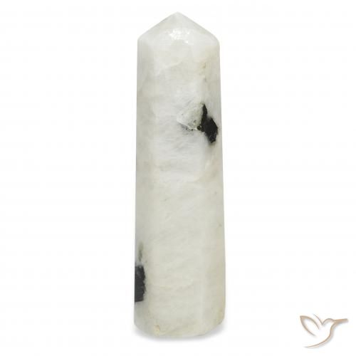 33.60ct Naturale bianco con nero Pietra di luna arcobaleno, Taglio a fantasia, Opaco