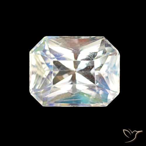 1.91ct Multicolore Bianco Pietra di luna arcobaleno, Taglio smeraldo, VS
