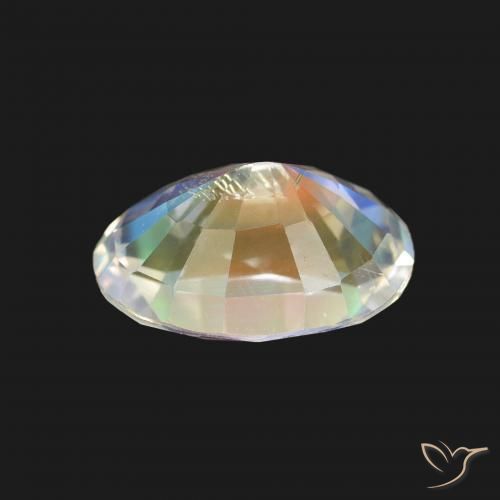 Pietra di luna arcobaleno Multicolore Bianco naturale da 1.64 ct, Ovale, VS