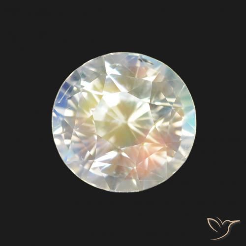 1.59ct Multicolore Bianco Pietra di luna arcobaleno, Rotondo, VVS-VS
