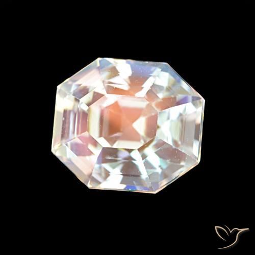 Pietra di luna arcobaleno Multicolore Bianco naturale da 2.19 ct, Ottagonale / Taglio smeraldo, VS