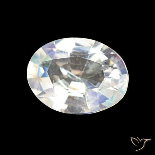 Pietra di luna arcobaleno Multicolore Bianco naturale da 1.18 ct, Ovale, VS