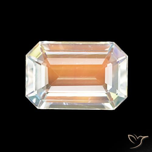2.62ct Multicolore Bianco Pietra di luna arcobaleno, Taglio smeraldo, VVS